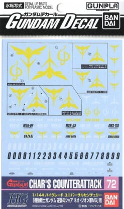 Bandai 1 PACK DECAL N°72 CHARS C ATT ZEON